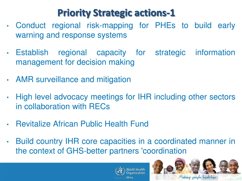 priority strategic actions 1 conduct regional