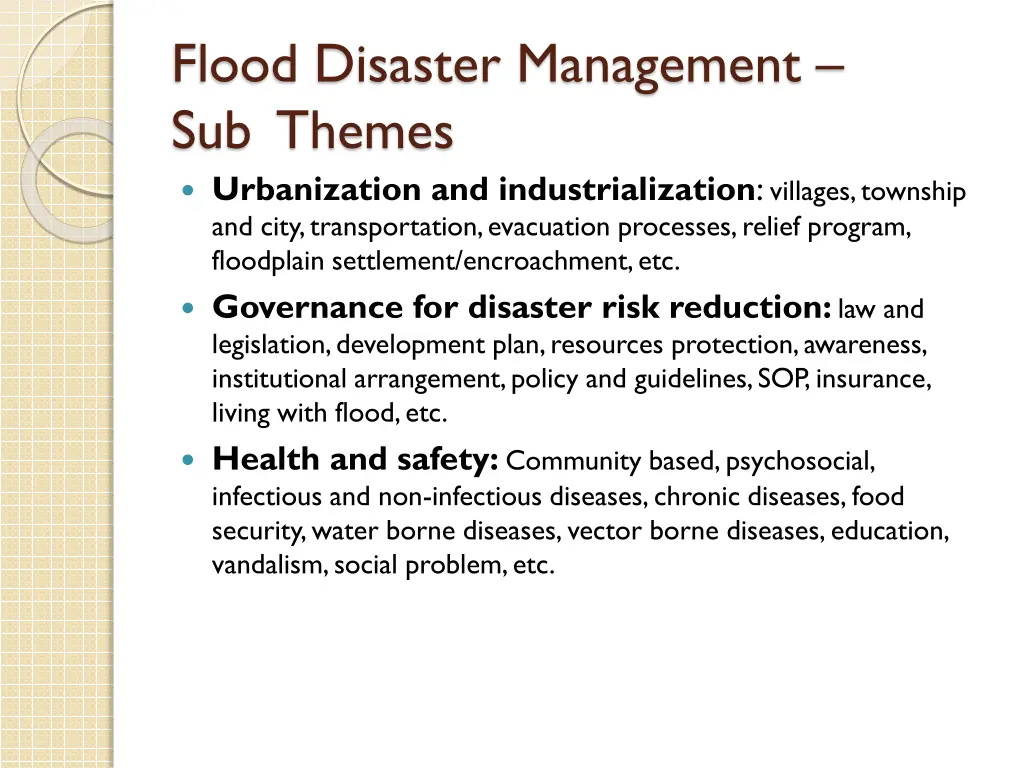 flood disaster management sub themes 1