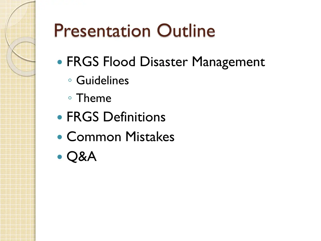 presentation outline