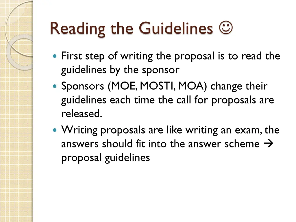 reading the guidelines