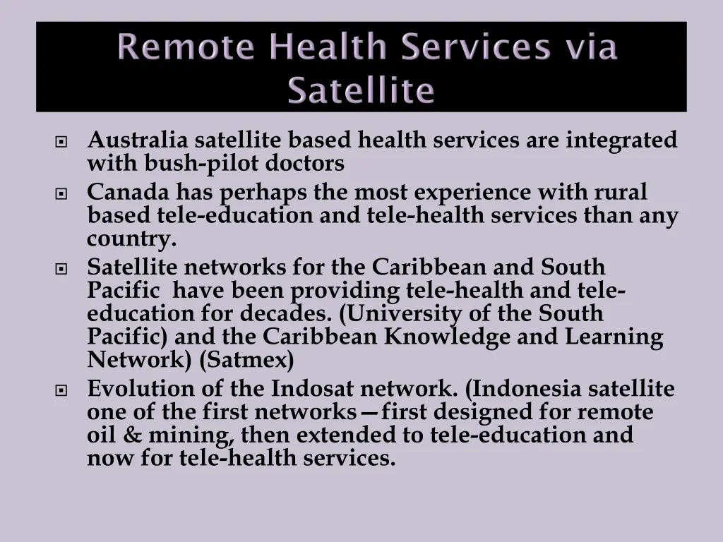 australia satellite based health services