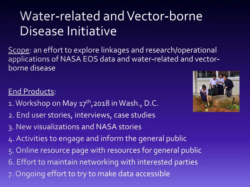 water related and vector borne disease initiative