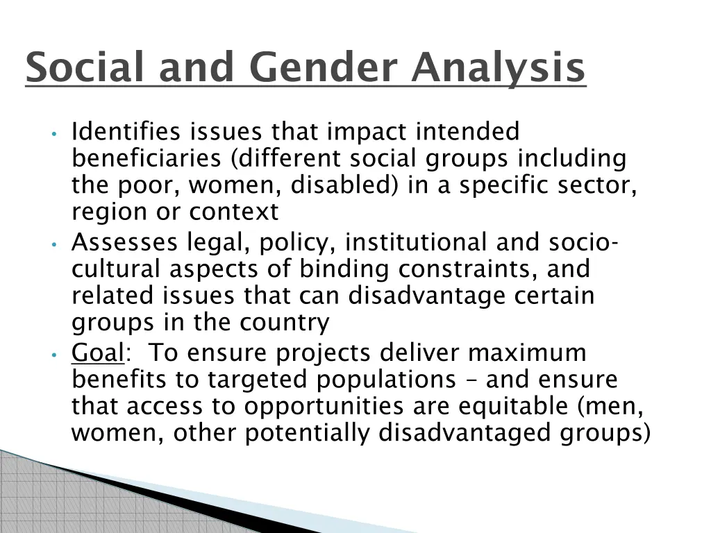 social and gender analysis