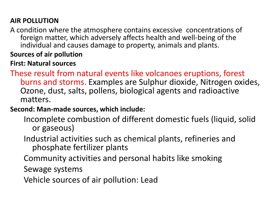 air pollution a condition where the atmosphere