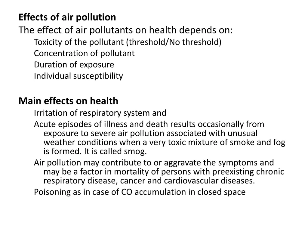 effects of air pollution the effect