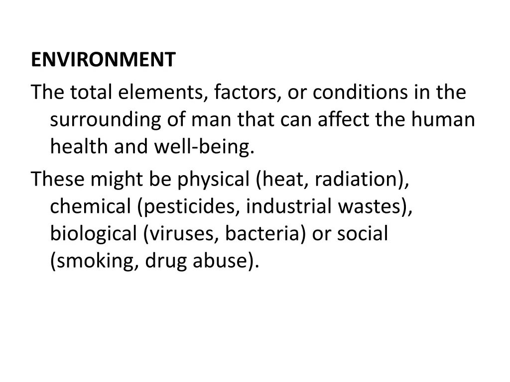 environment the total elements factors
