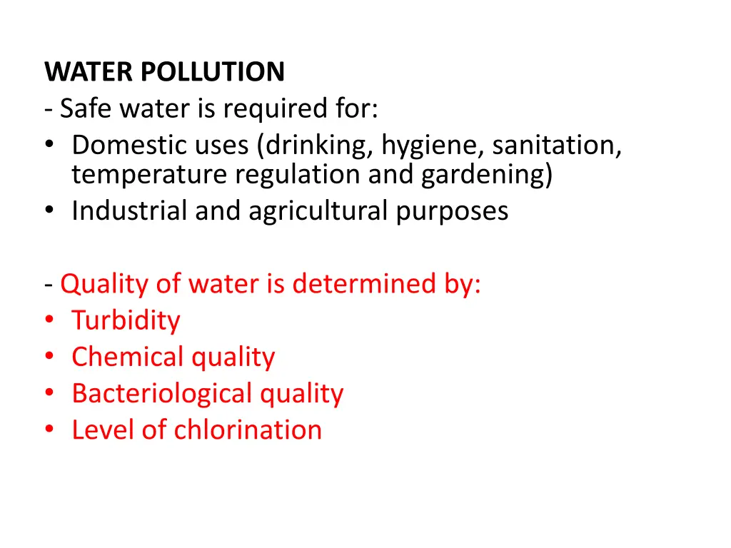 water pollution safe water is required