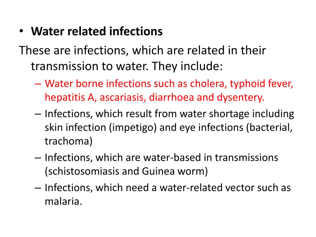 water related infections these are infections