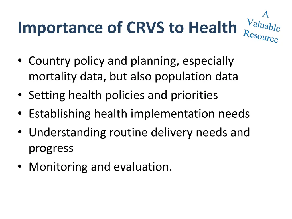 importance of crvs to health