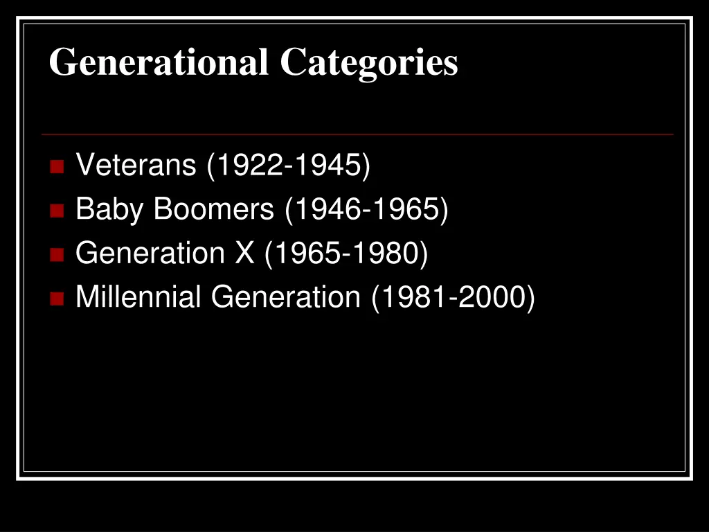 generational categories