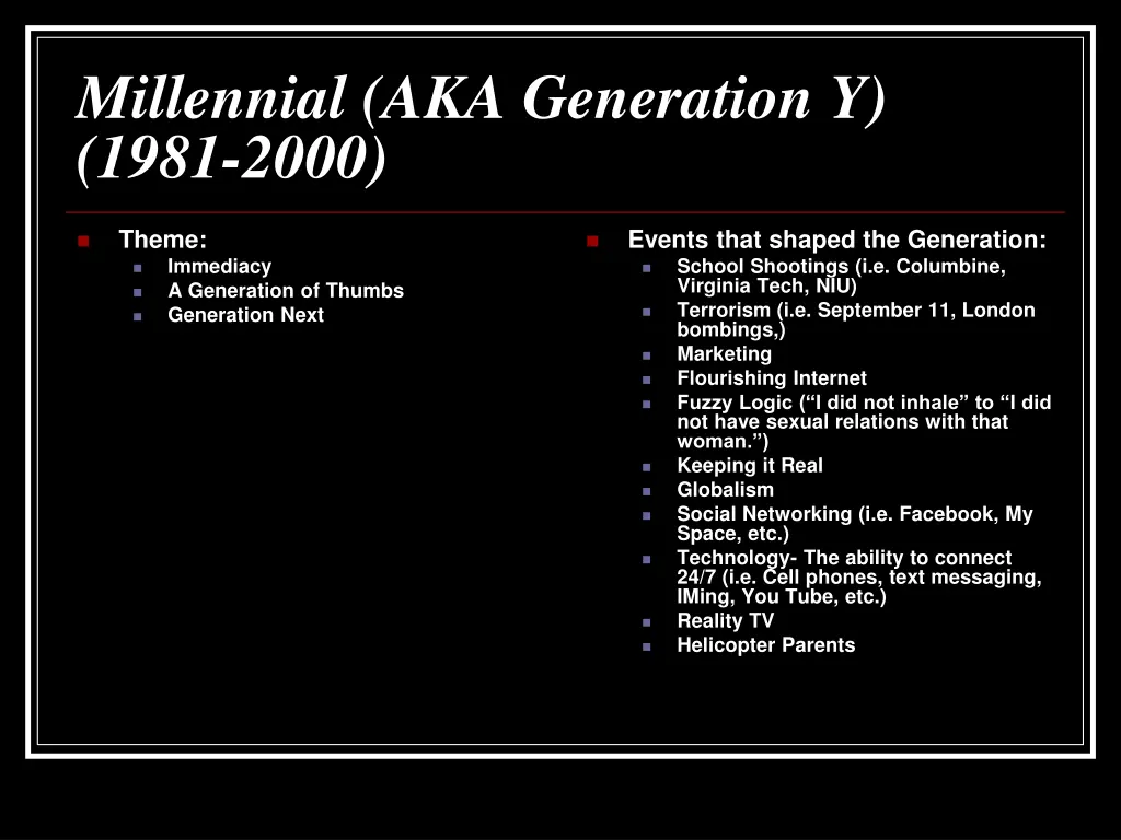 millennial aka generation y 1981 2000