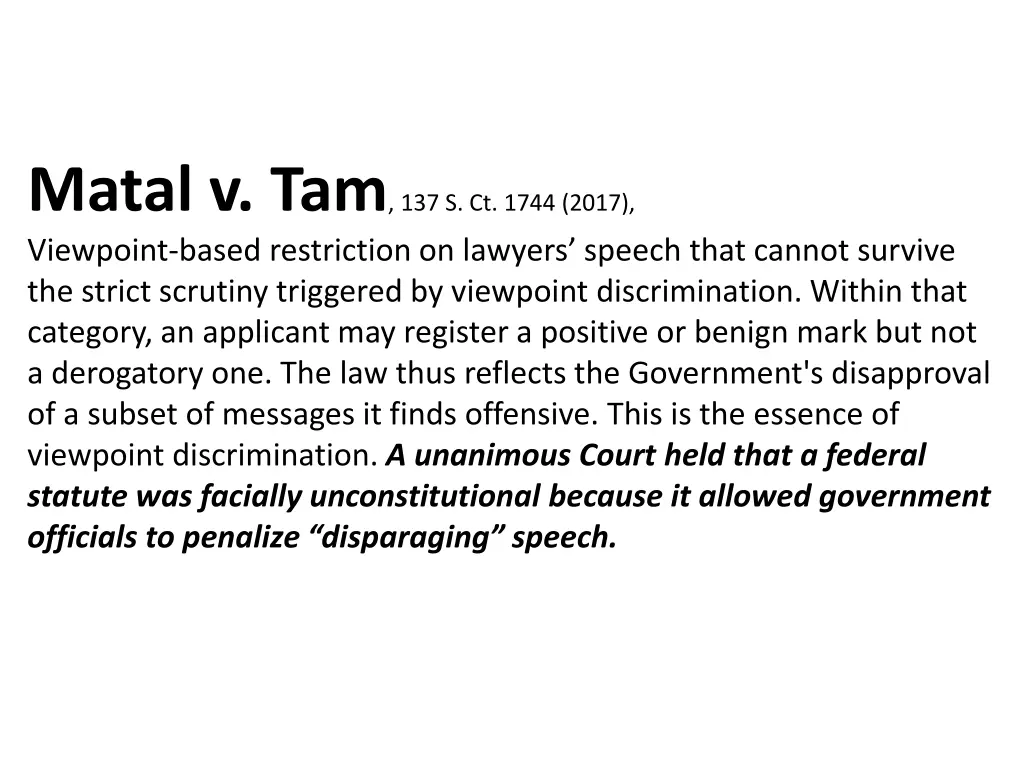 matal v tam 137 s ct 1744 2017 viewpoint based