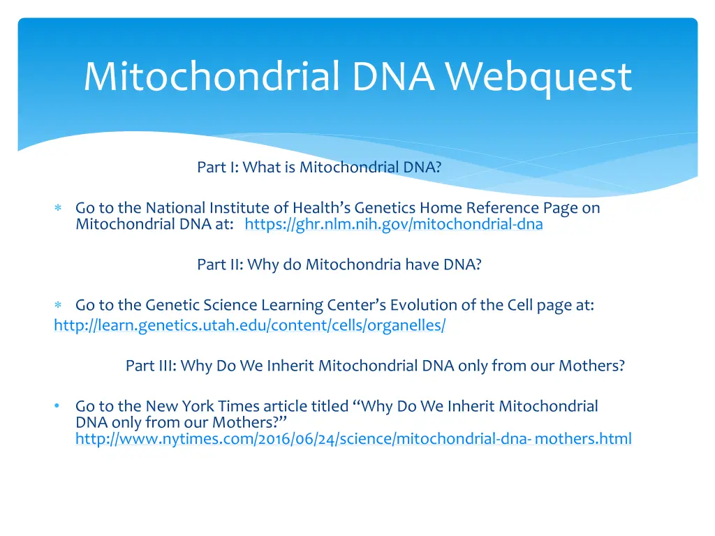 mitochondrial dna webquest