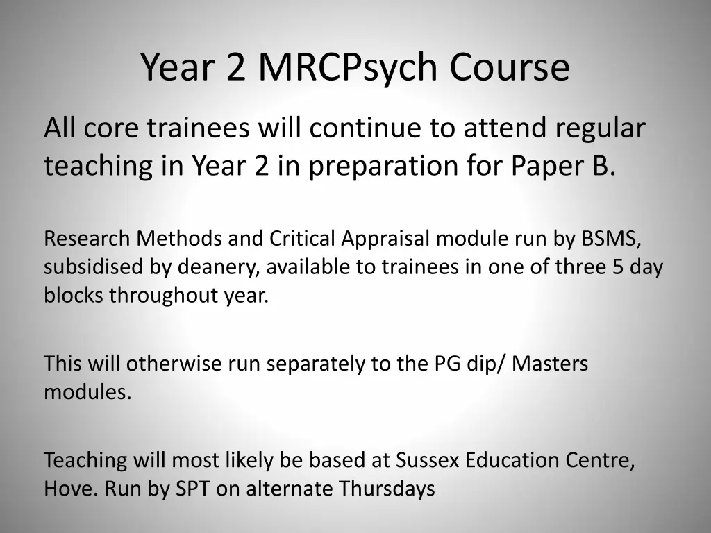 year 2 mrcpsych course