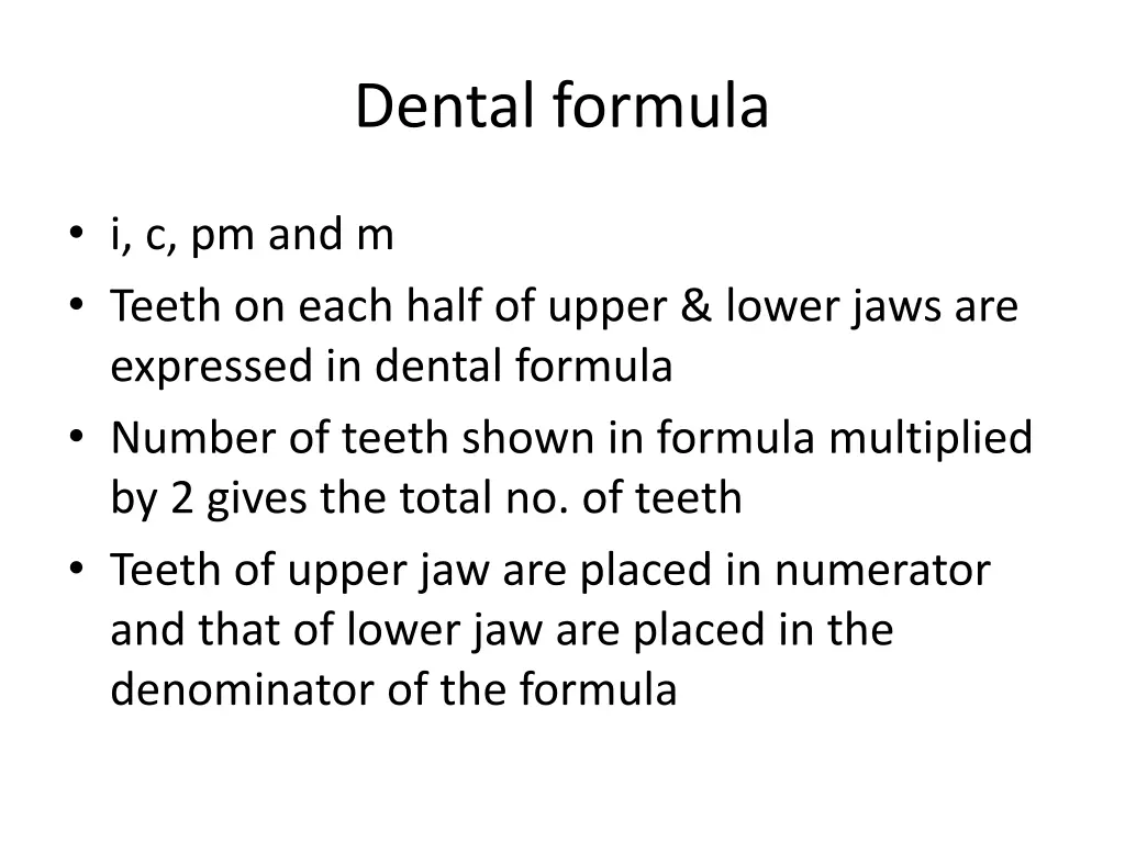 dental formula