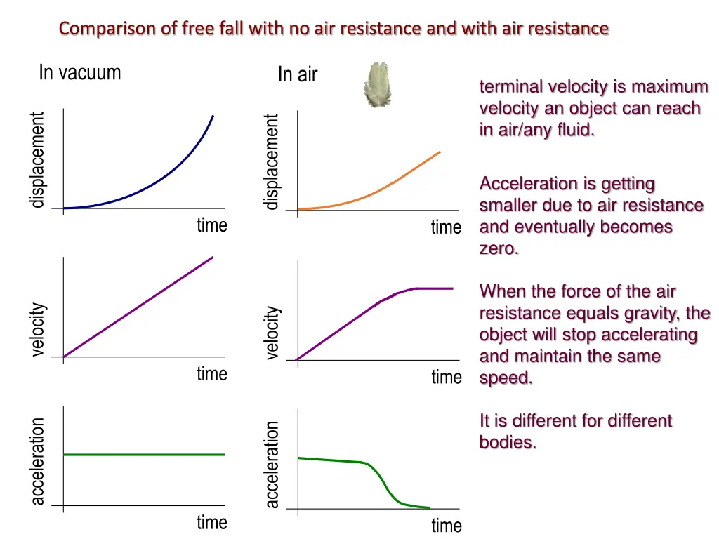 comparison of free fall with no air resistance 1