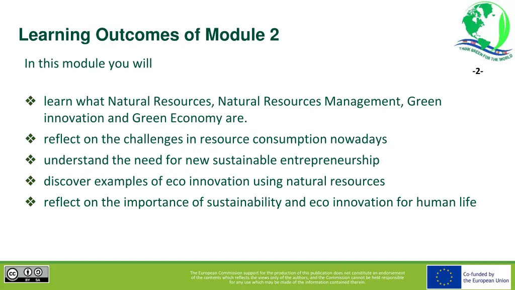 learning outcomes of module 2