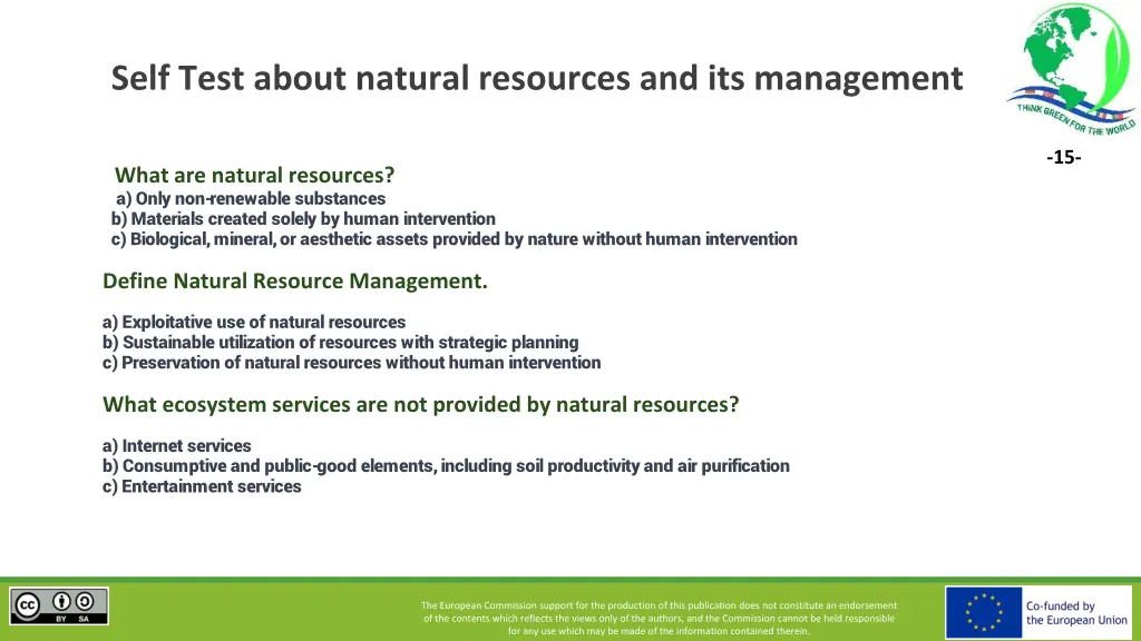 self test about natural resources