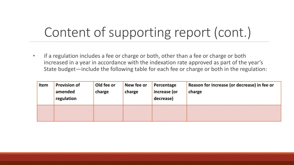 content of supporting report cont 1