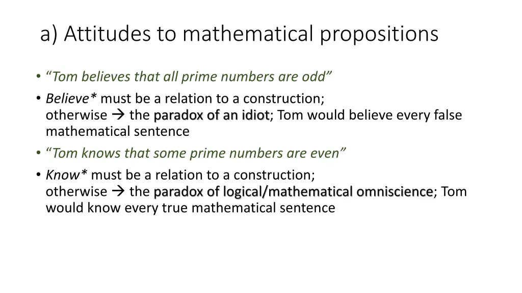 a attitudes to mathematical propositions