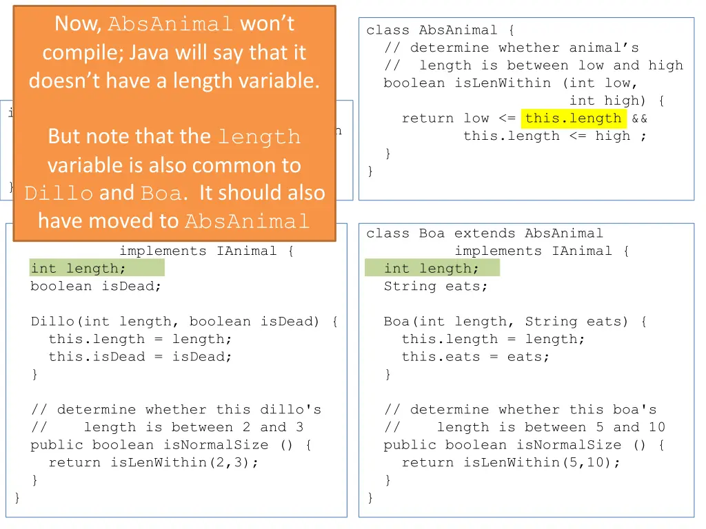 now absanimal won t compile java will say that 1