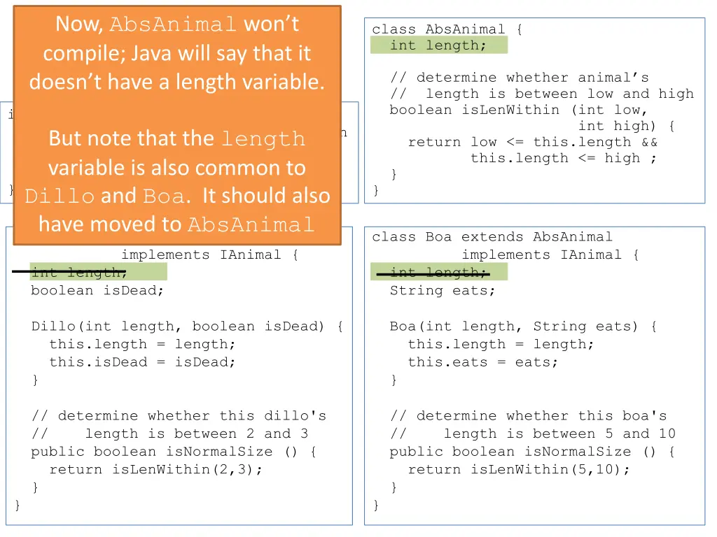 now absanimal won t compile java will say that 2