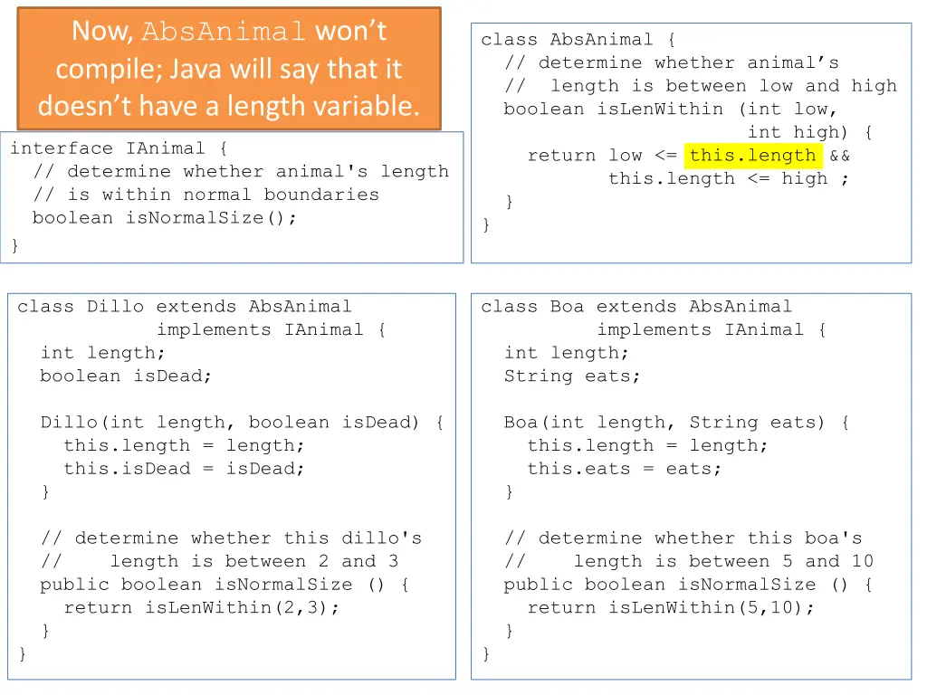 now absanimal won t compile java will say that