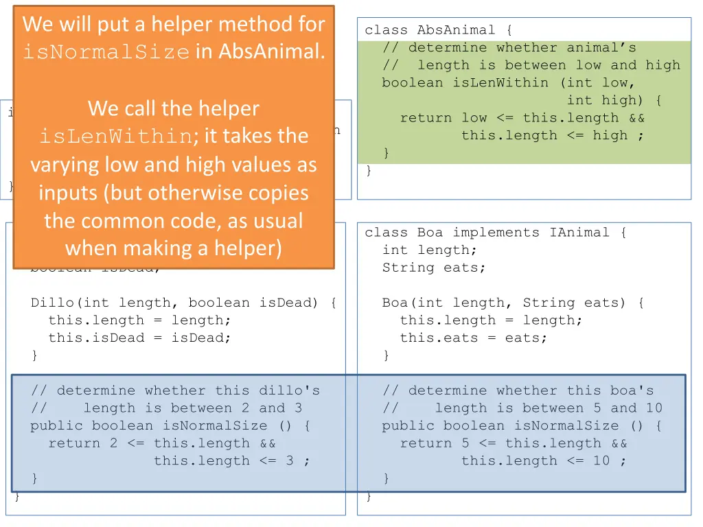 we will put a helper method for isnormalsize