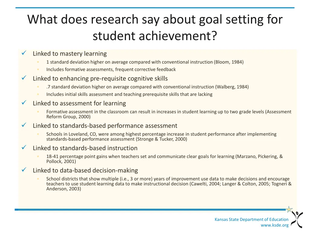 what does research say about goal setting