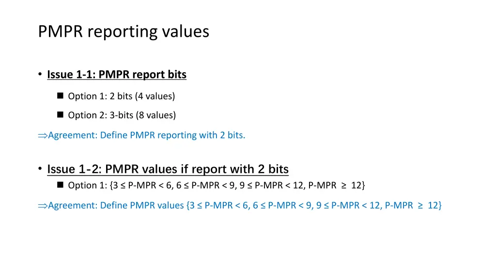 pmpr reporting values