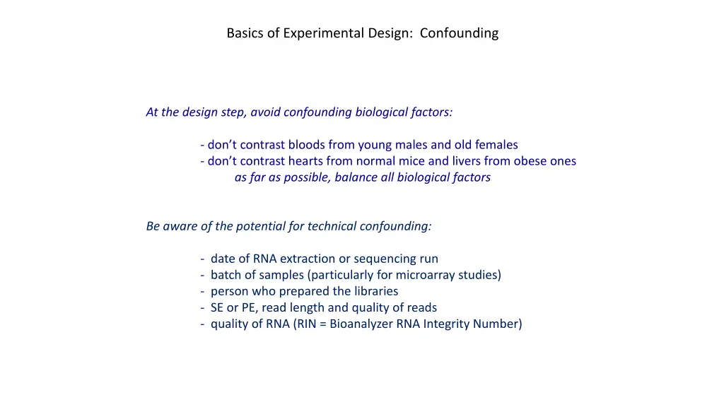 basics of experimental design confounding