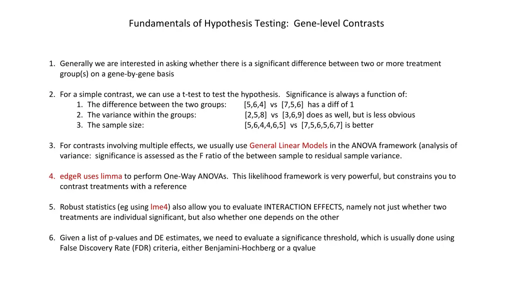 fundamentals of hypothesis testing gene level