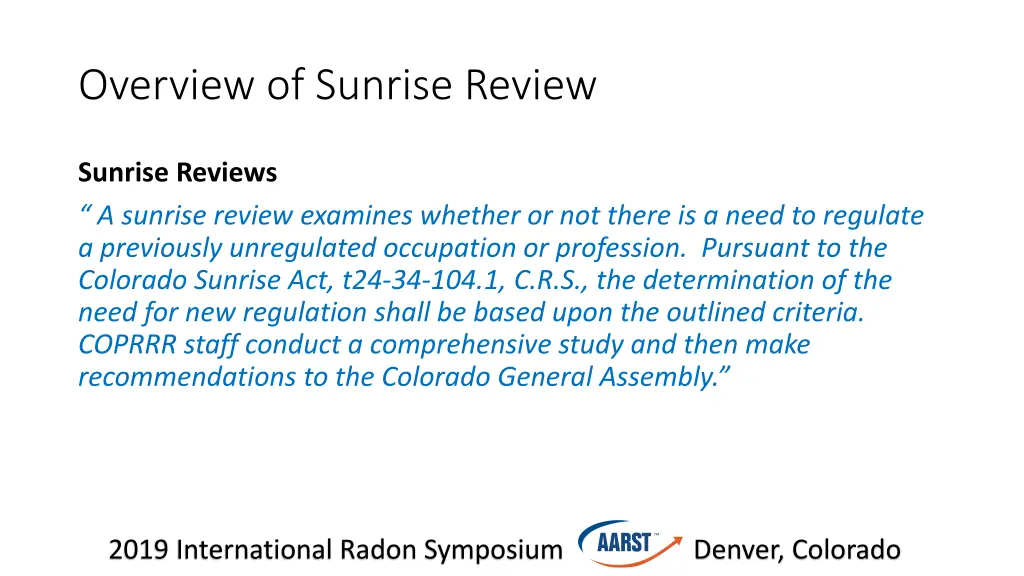 overview of sunrise review