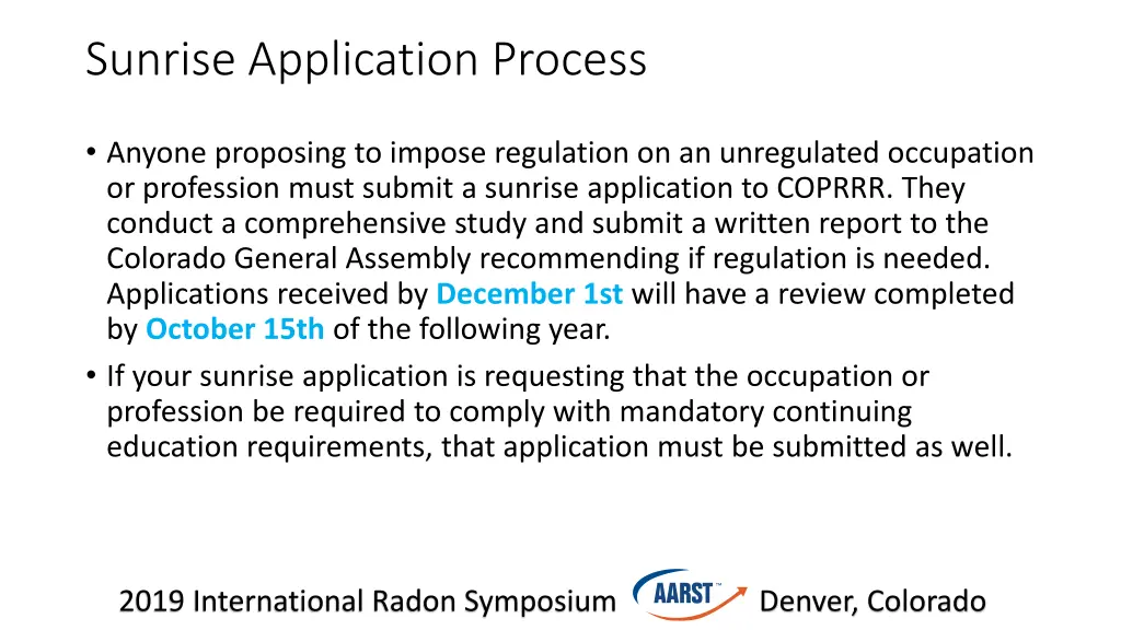 sunrise application process