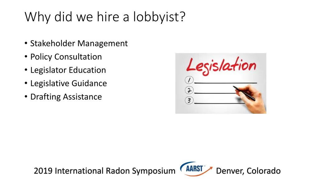 why did we hire a lobbyist