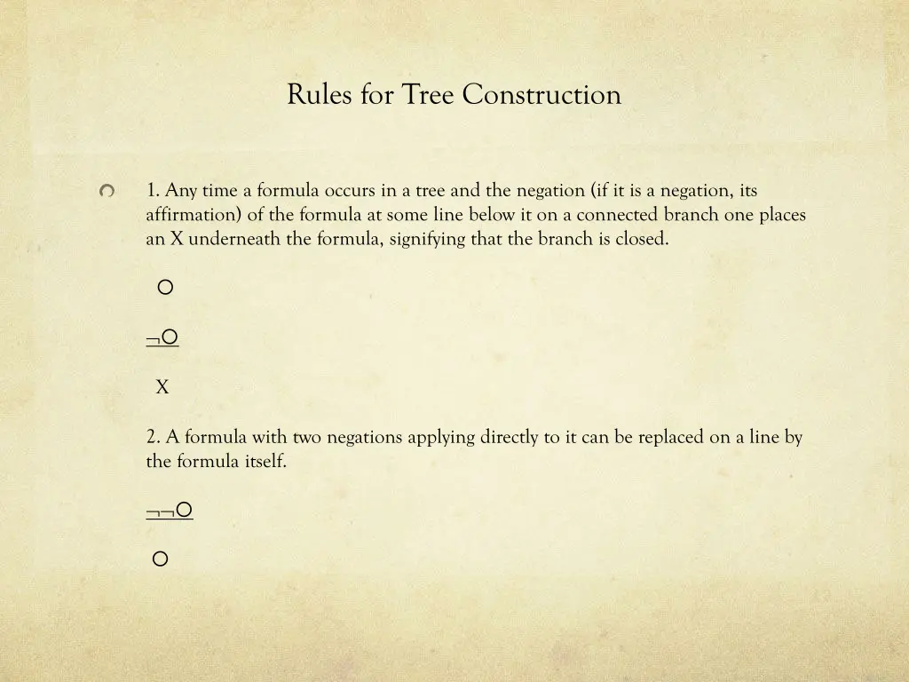 rules for tree construction