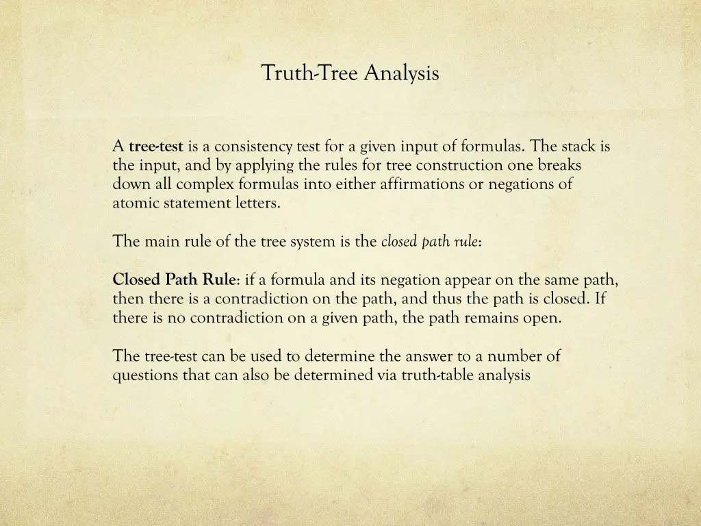 truth tree analysis