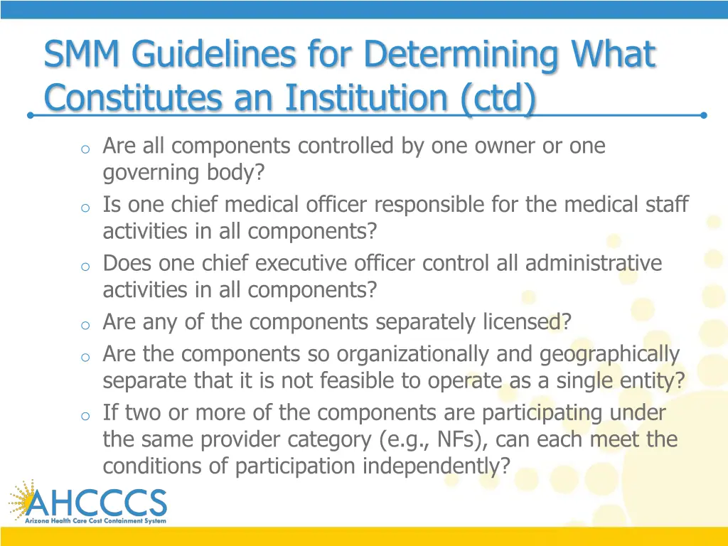 smm guidelines for determining what constitutes 1