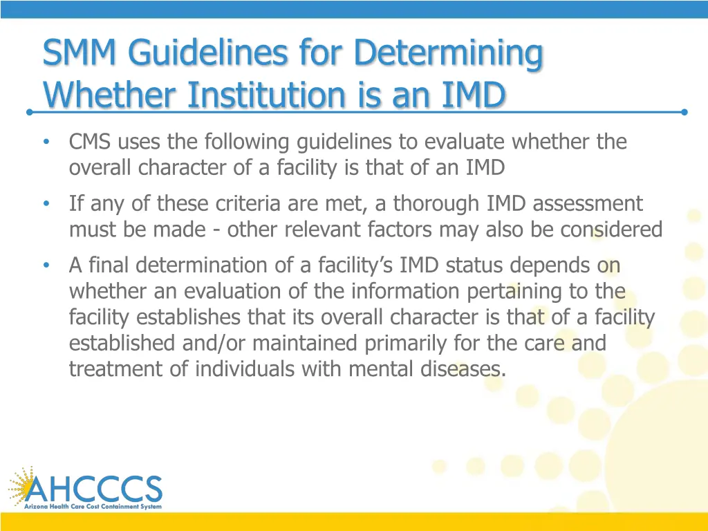 smm guidelines for determining whether