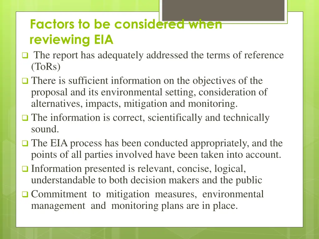 factors to be considered when reviewing