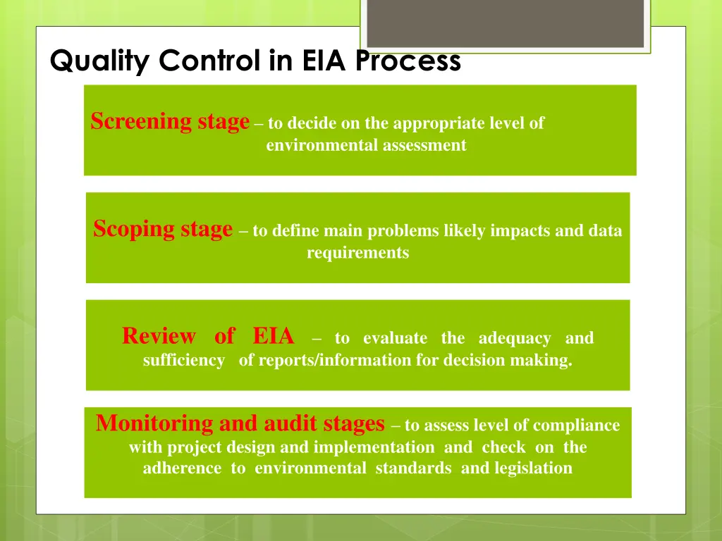 quality control in eia process