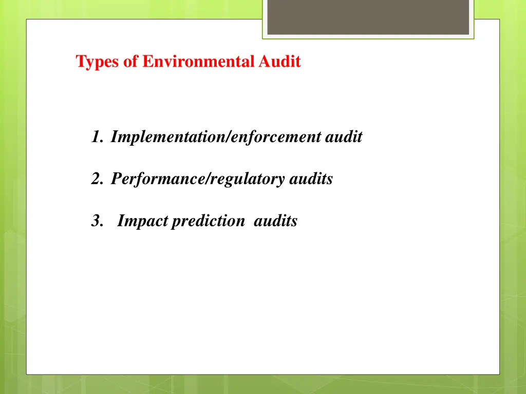 types of environmental audit