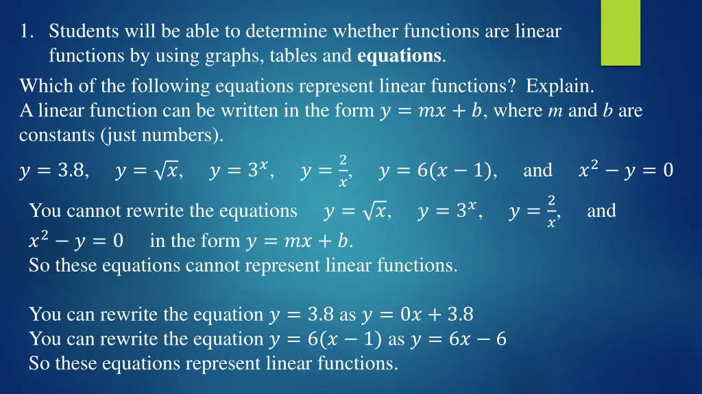 1 students will be able to determine whether 4