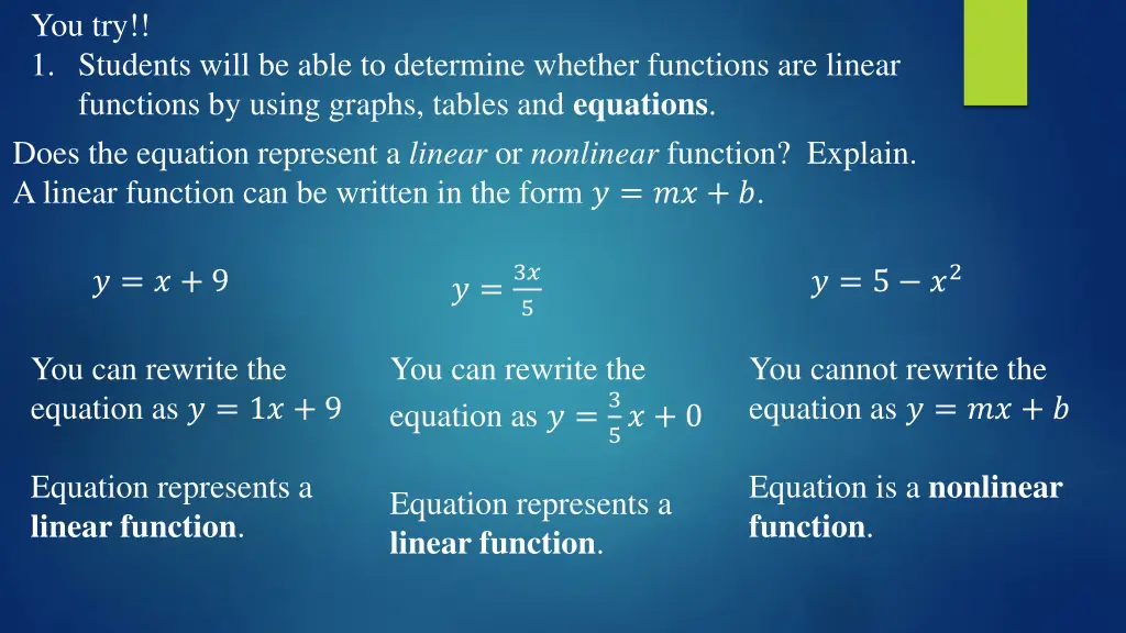 you try 1 students will be able to determine 3