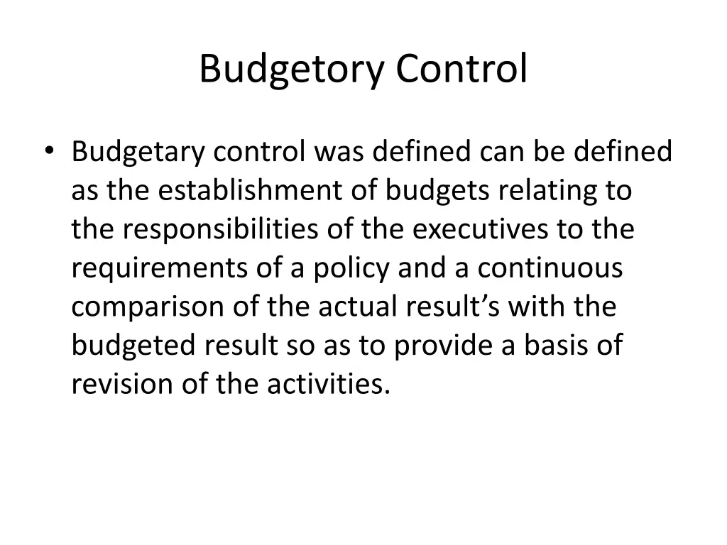 budgetory control