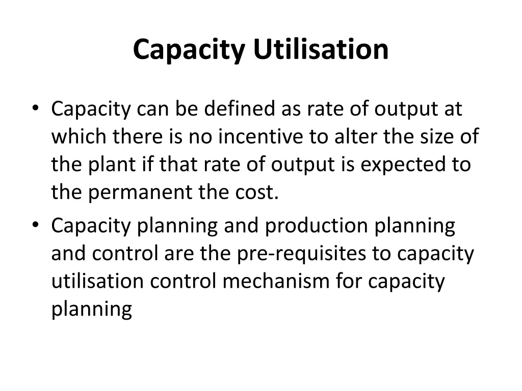 capacity utilisation