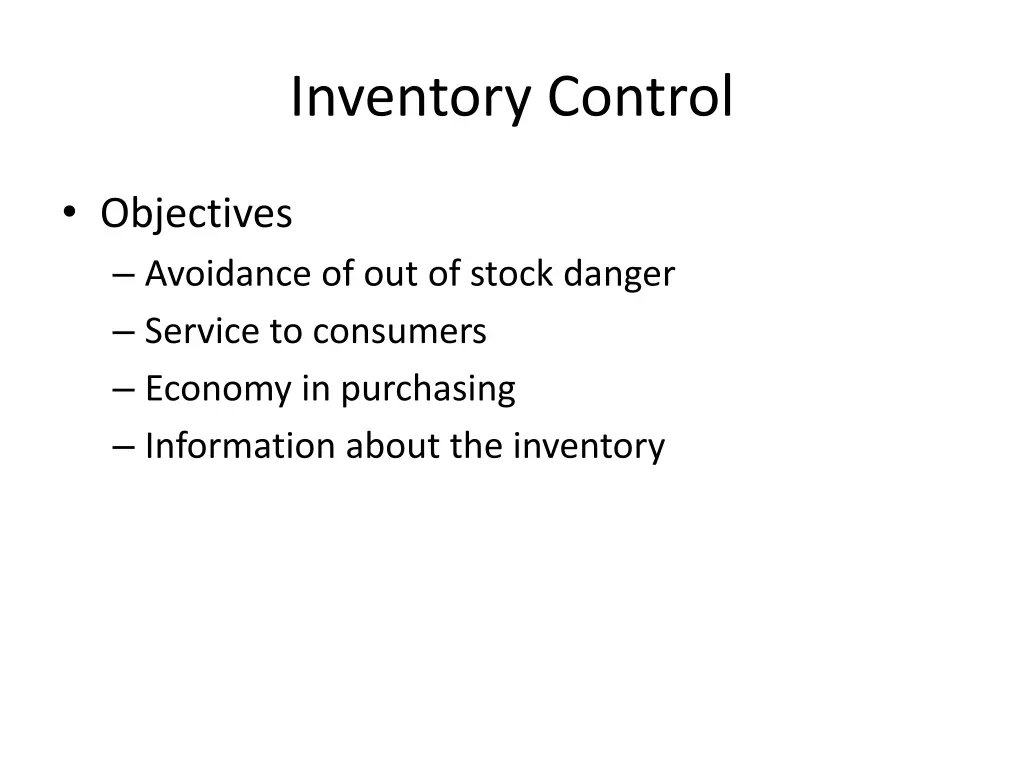 inventory control