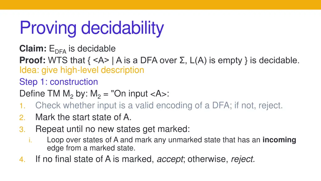 proving decidability 7