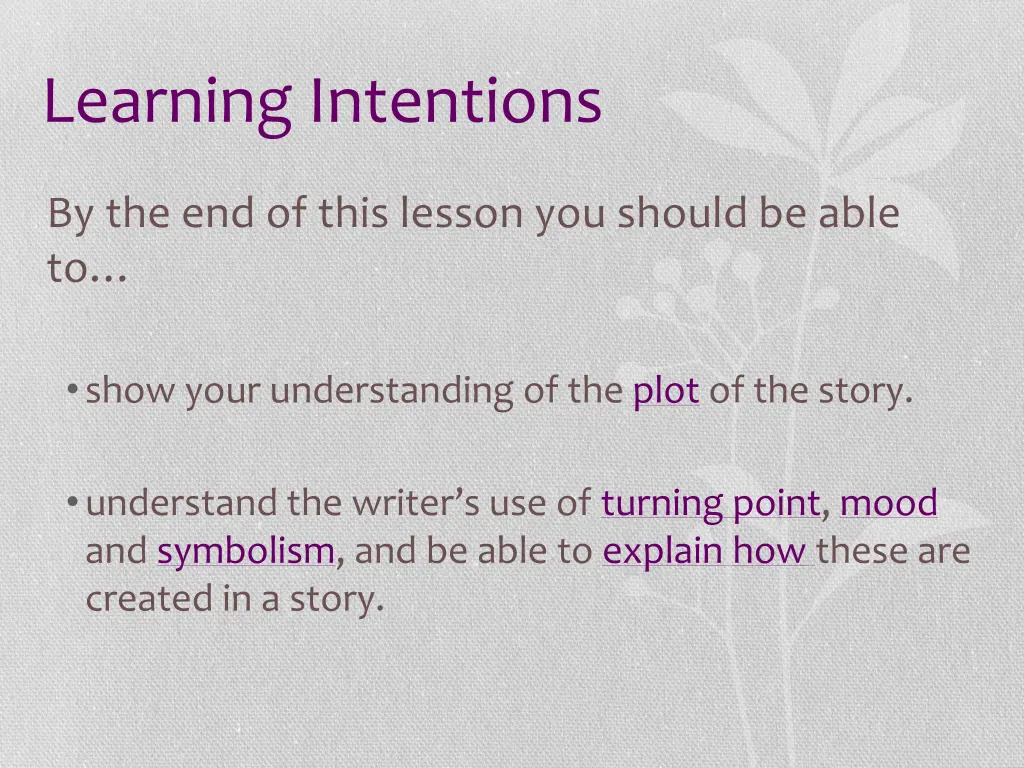 learning intentions