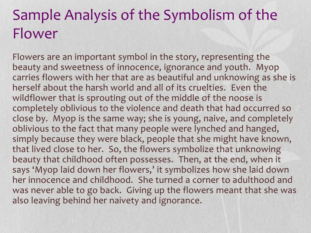 sample analysis of the symbolism of the flower